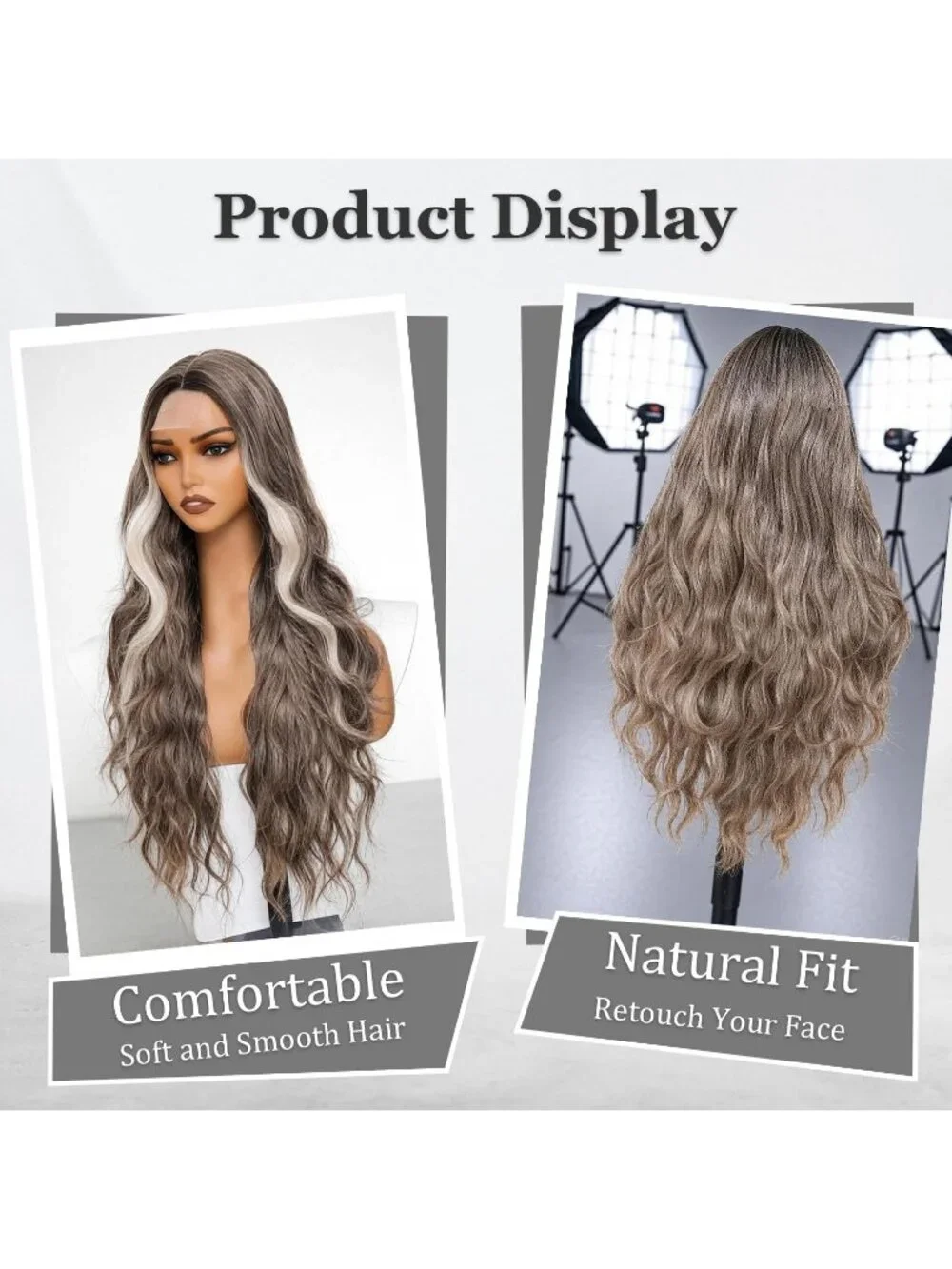 Women's Ash Brown Blonde 26 Inch Charming Middle Part Heat Resistant Fiber Wigs